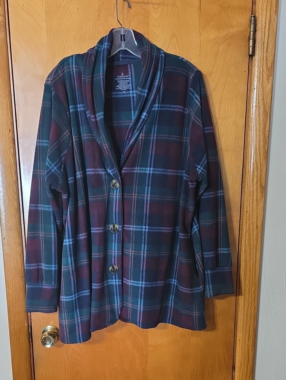 Cuddl Duds Plaid Jacket in Navy, Green, and Burgundy